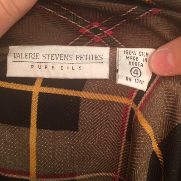 Valerie Stevens Vintage Plaid 80s Necktie Blouse - Picture 4 of 4